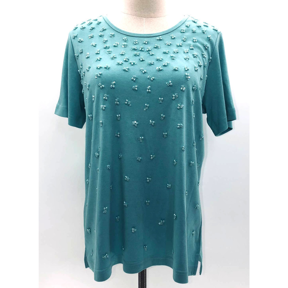 Quacker Factory Short Sleeve Sequin Detailed Shir… - image 1